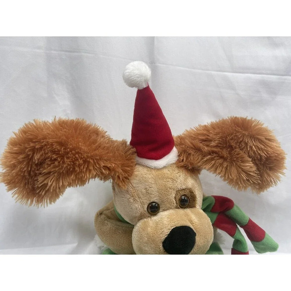 Christmas Stocking Musical Flop-Eared Doggie with Hanger  Plush 22” Working RARE - Picture 5 of 12